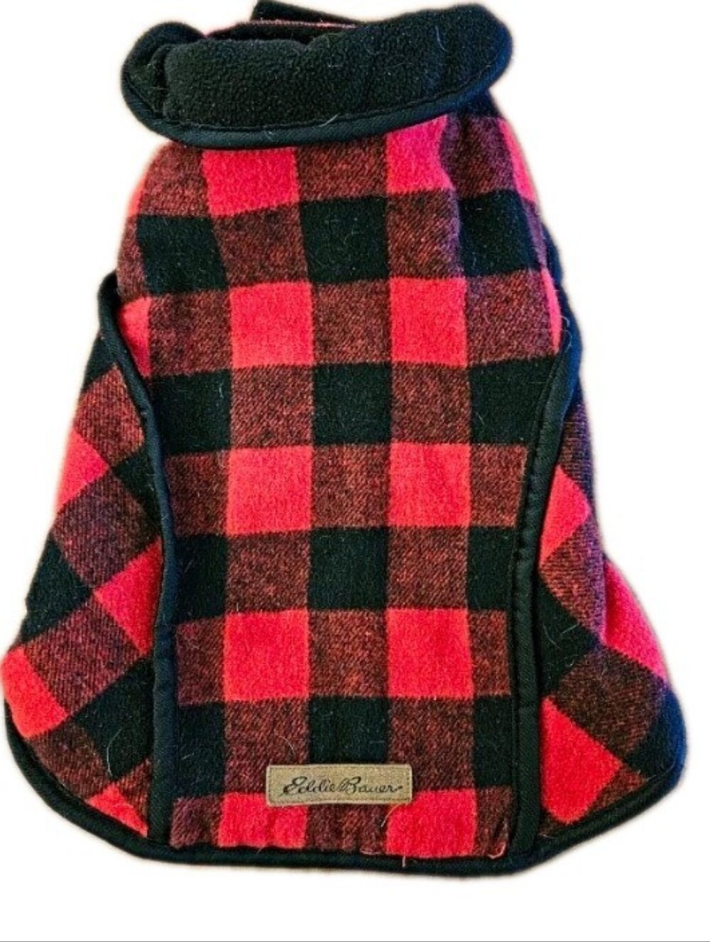 Eddie Bauer Warm Dog Coat Flannel Insulated Jacket Red & Black Plaid Holiday Pet